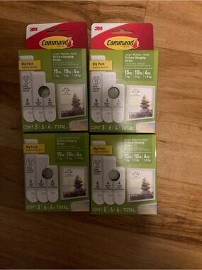 Command Picture Hanging Strips in White. 18 strips. 4 boxes.